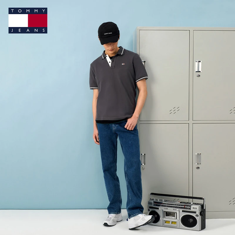 【潮流镶边】Tommy25春夏男纯棉珠地网眼翻领短袖T恤POLO衫20745
