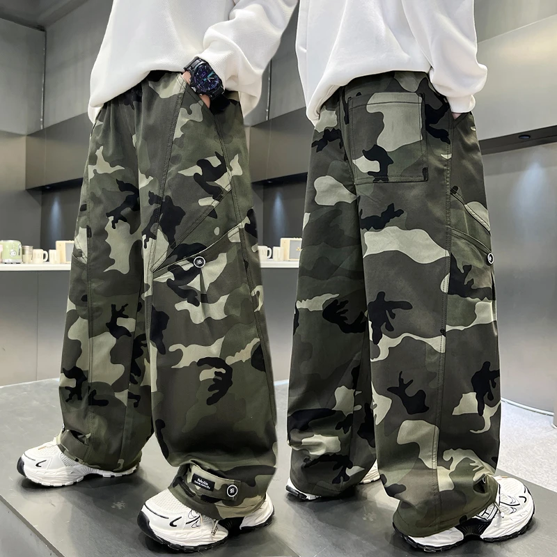 男童裤子春秋款迷彩裤2025新款儿童秋装中大童男孩秋季休闲工装裤