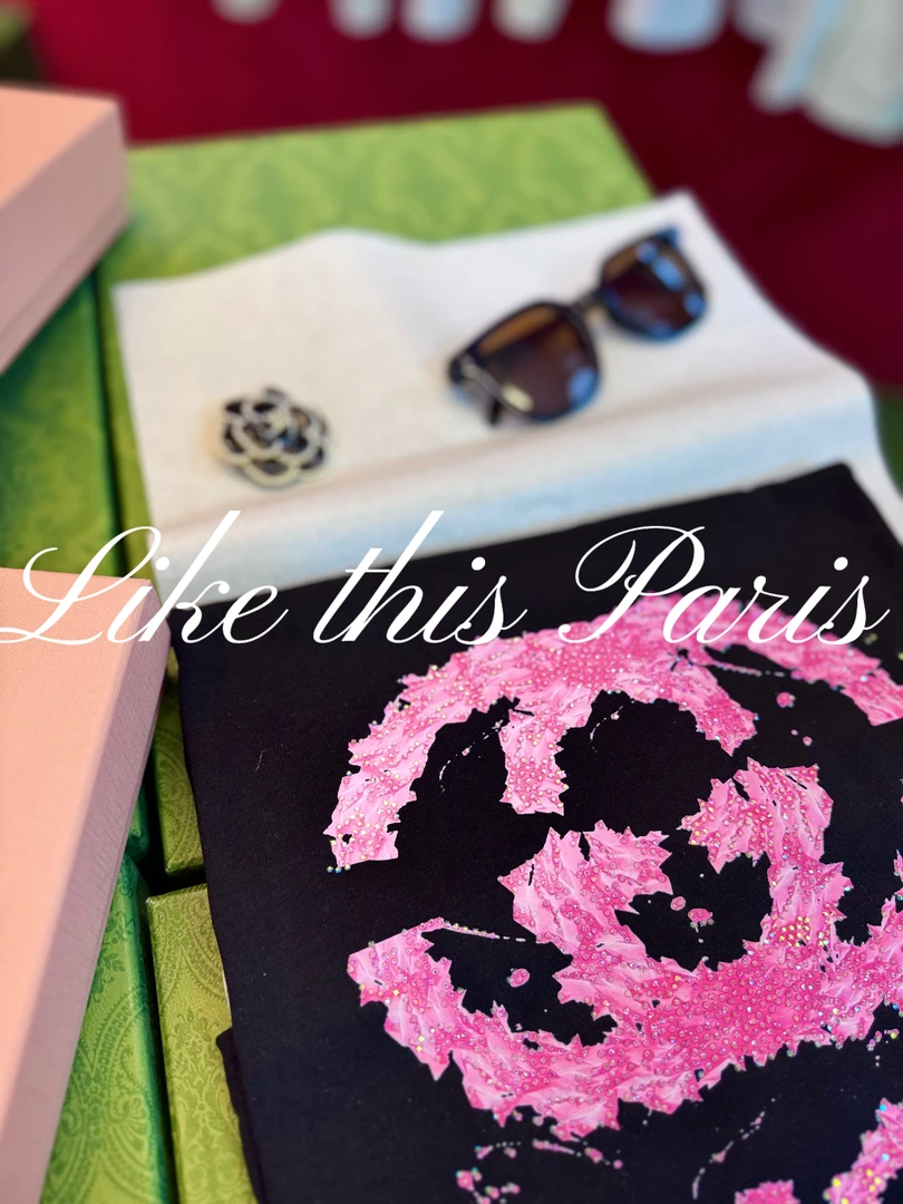 【粉色荆棘】ss25年新款 重工水钻手工彩绘工艺 时尚高级短袖百搭