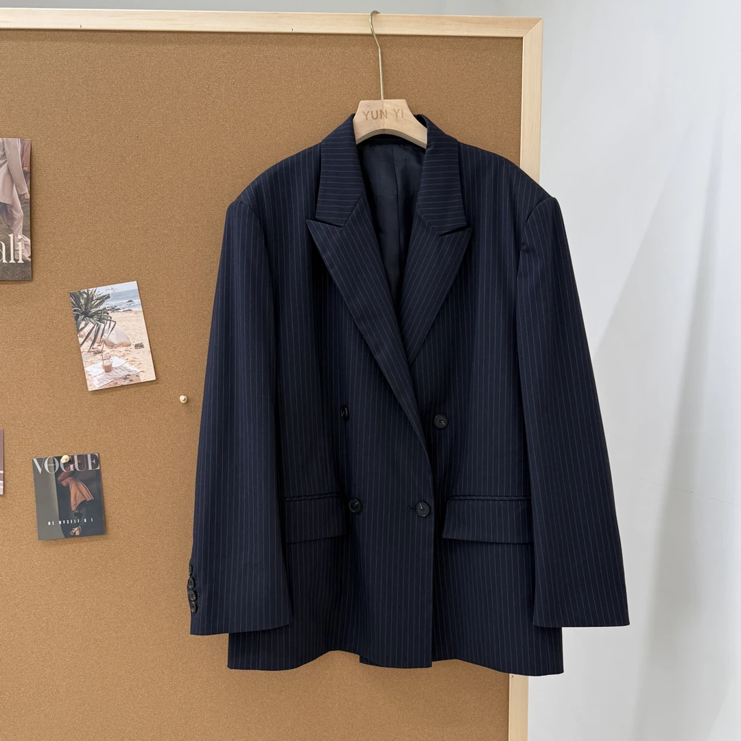 闪闪兒 元 25年韩国设计师品牌STU*DIO TOMBO*Y条纹西服外套9476