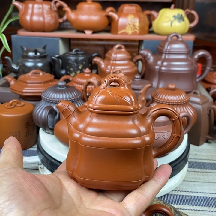 紫砂茶壶竹鼎200-260-350cc原矿赵庄朱泥特价