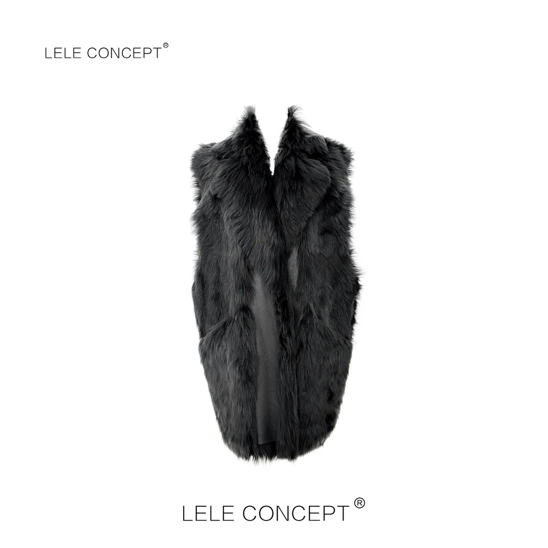 LELE CONCEPT丨「丽」时装轻奢气质款大领皮毛一体马甲P0106