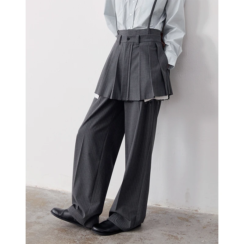 MeeLeeMeeLab 原创绅士优雅条纹百褶裙迷你超短裙老钱风学院风