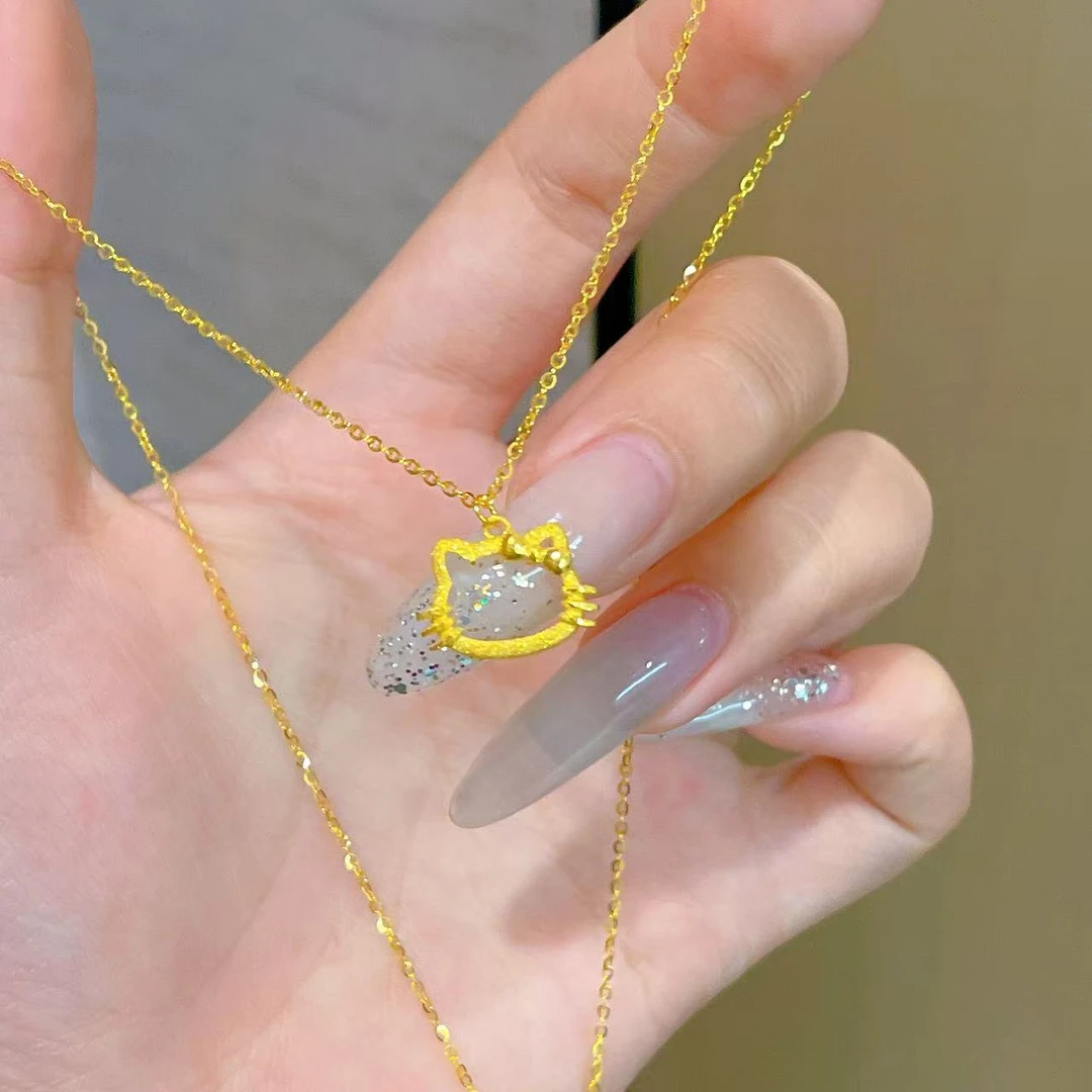 不支持七天无理由【镂空凯蒂猫黄金项链】足金999