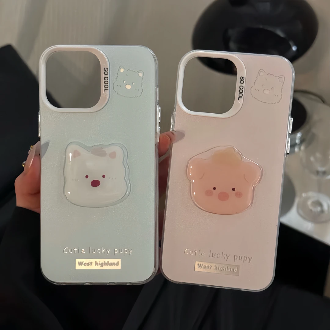 西高地适用苹果16pro手机壳iPhone15彩银华为p80小众vivo简约荣耀
