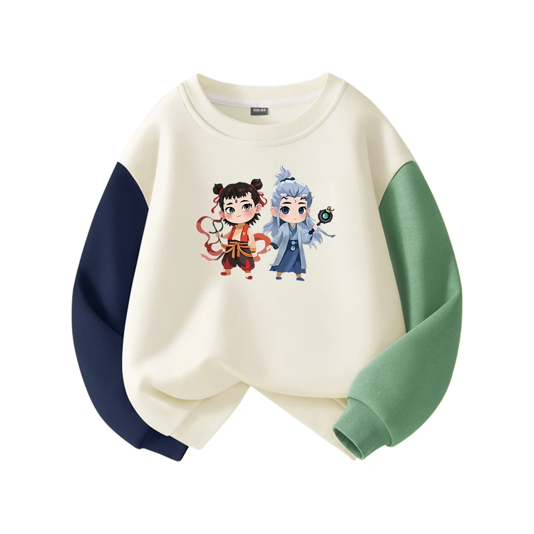 哪吒敖丙童装薄款卫衣2025春秋新款拼接上衣男女童圆领秋装洋气