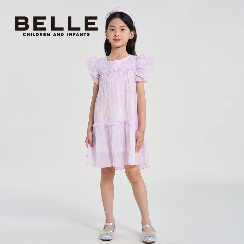 百丽夏季女童公主裙夏季甜美女夏装夏款舒适夏日淑女公主裙连衣裙