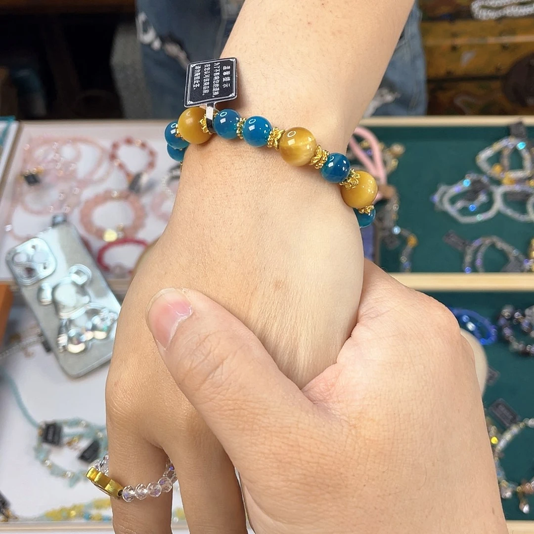 水晶手链银S925镀金镶嵌