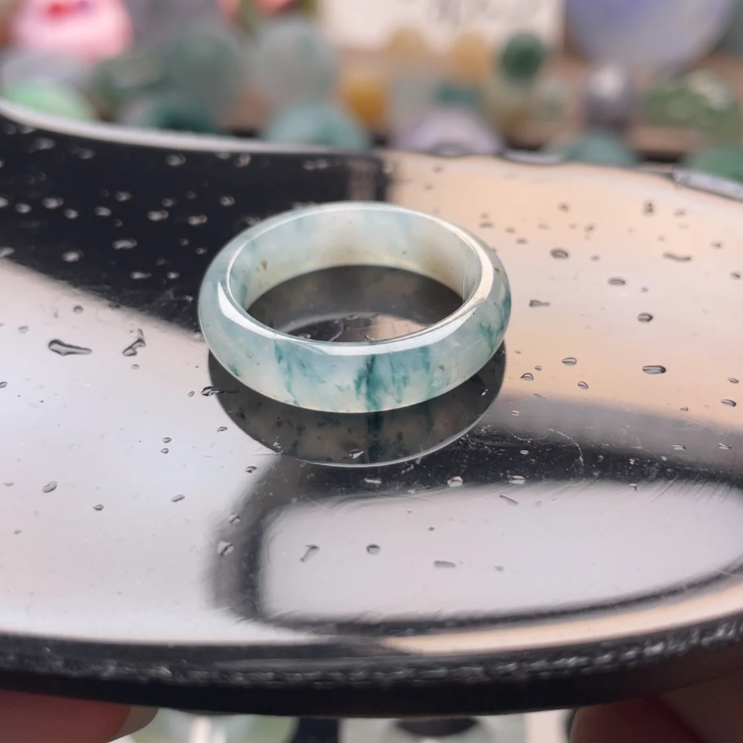 定制翡翠未镶嵌  冰牛仔蓝飘花（包容）