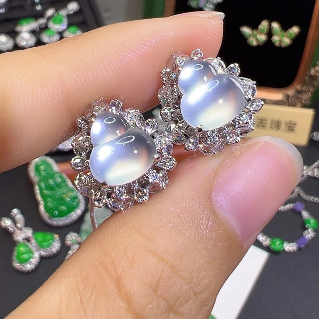 翡翠18K金镶嵌耳饰