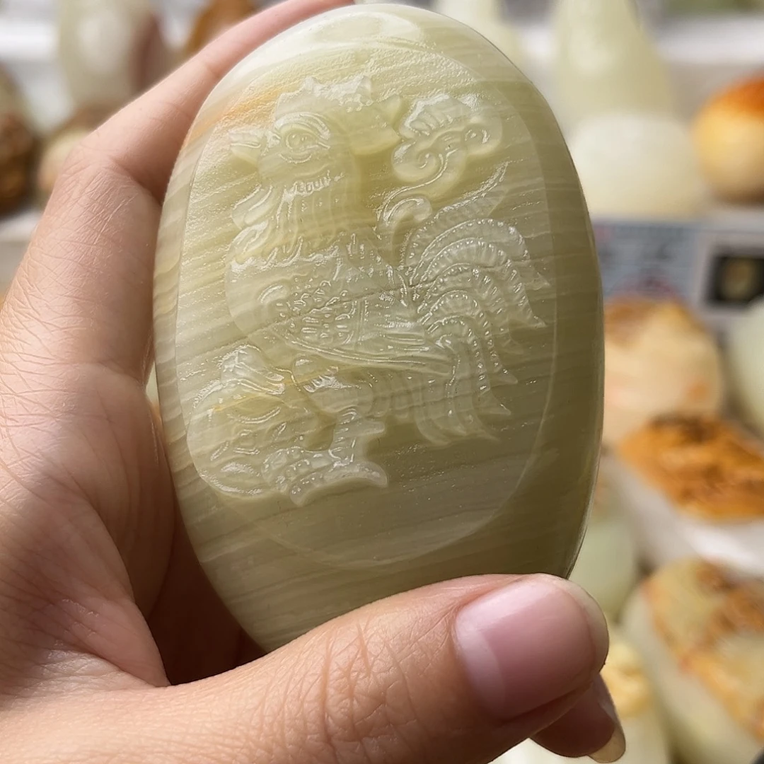 石材方解石摆件不退换鸡