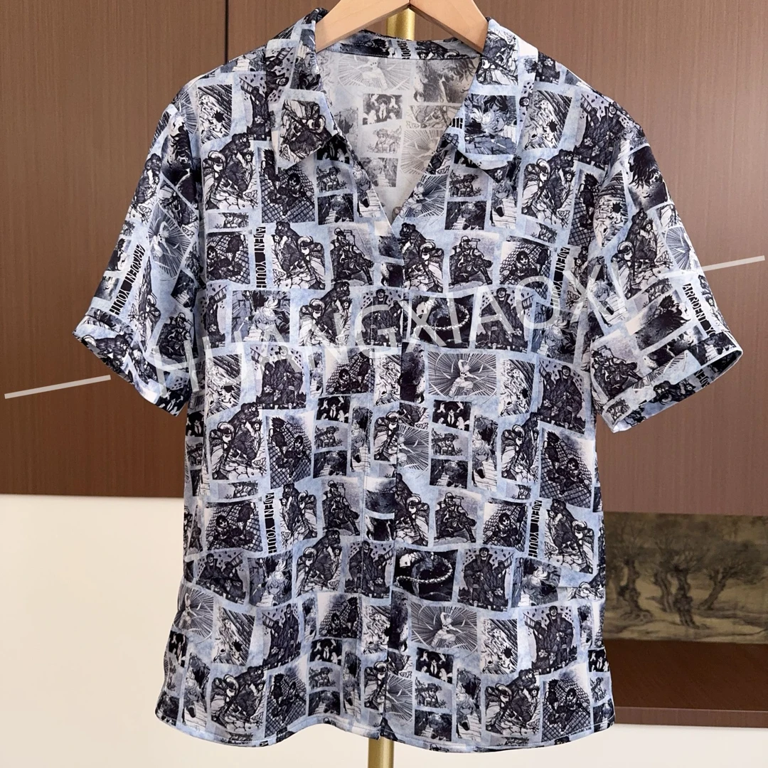 HUANGXIAOXI 复古漫画火影忍者画报风翻领衬衫小衫 HXX-067