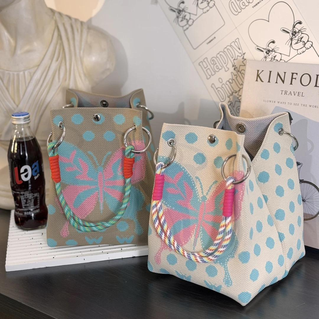 美遇星针织包民族风手提款百搭通勤风布包手提包编织时尚夏季织花