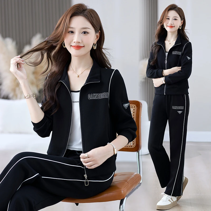 休闲运动服套装女春秋2025新款爆款一整套时尚韩版开衫卫衣两件套