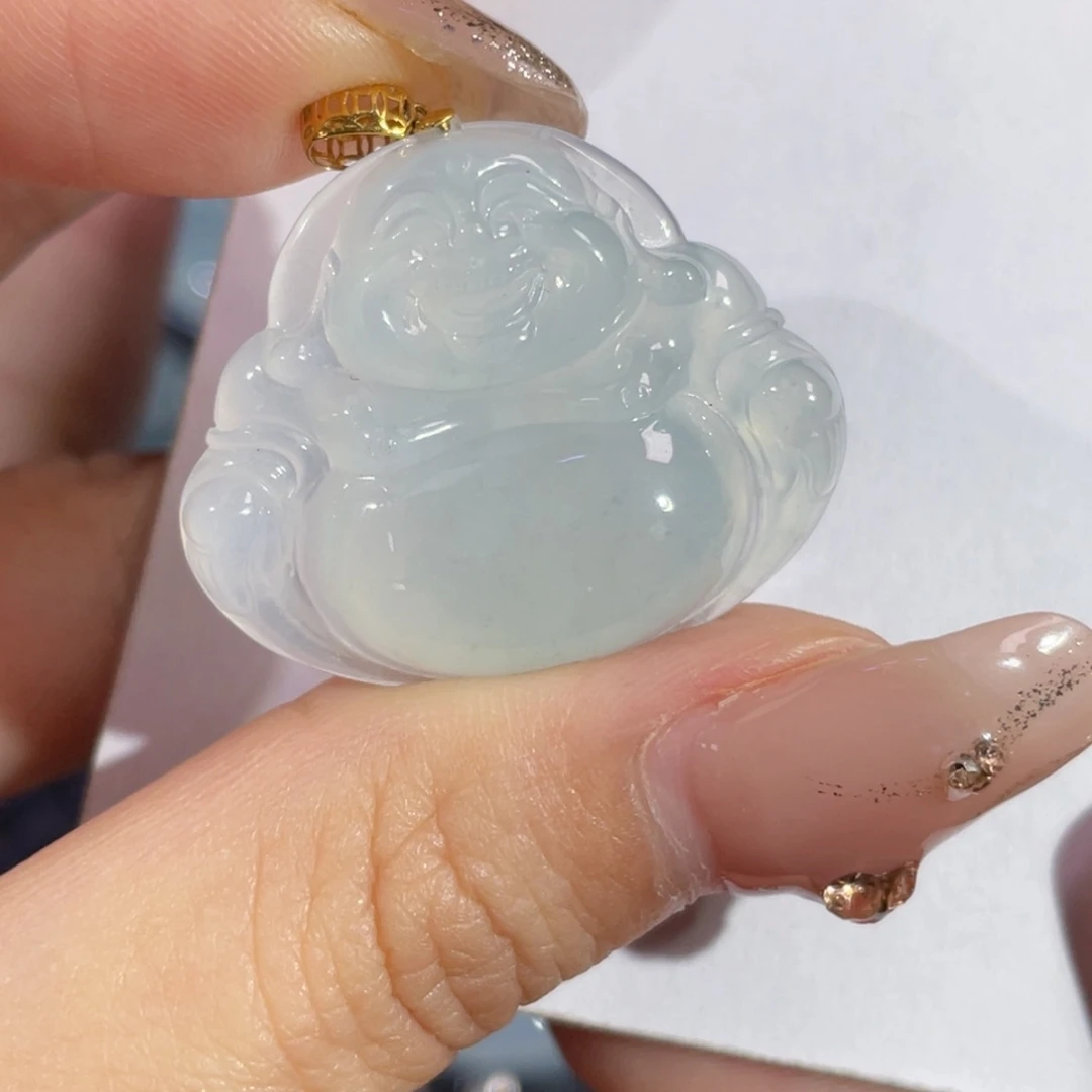 翡翠颈饰18K金镶嵌佛公