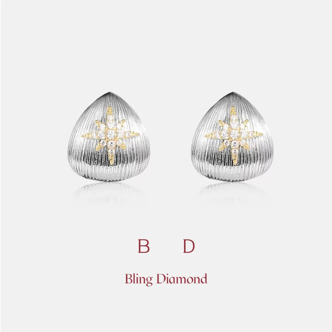 合金合成锆石耳饰 意大利拉丝工艺水滴形耳钉