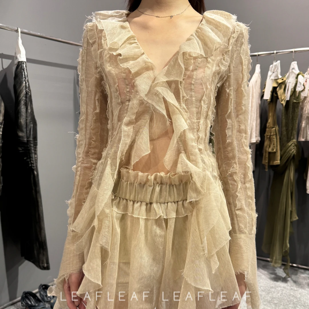 MARRKNULL 麻质毛边衬衫 LEAFLEAF设计师品牌