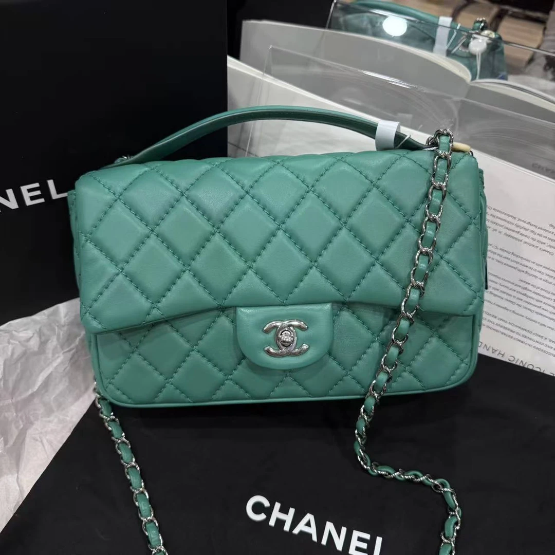 95新 Chanel/香奈儿 多多奢品/香奈儿祖母绿手柄中号CF/95新