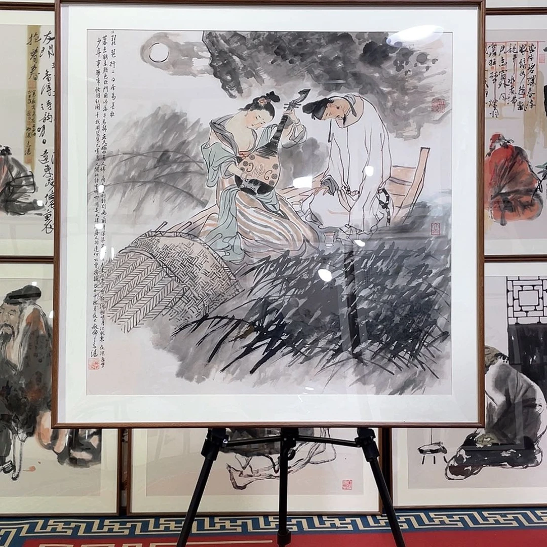 国画手绘画作品带框80/80