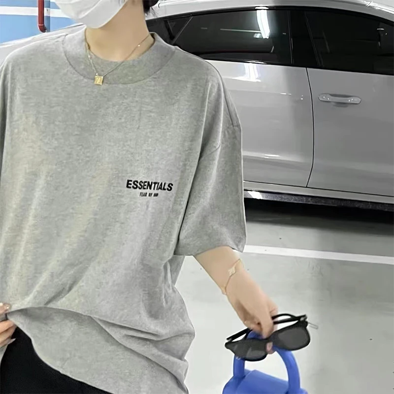 【SS22第八季短袖】后背双排植绒印花重磅纯棉短袖休闲圆领夏季