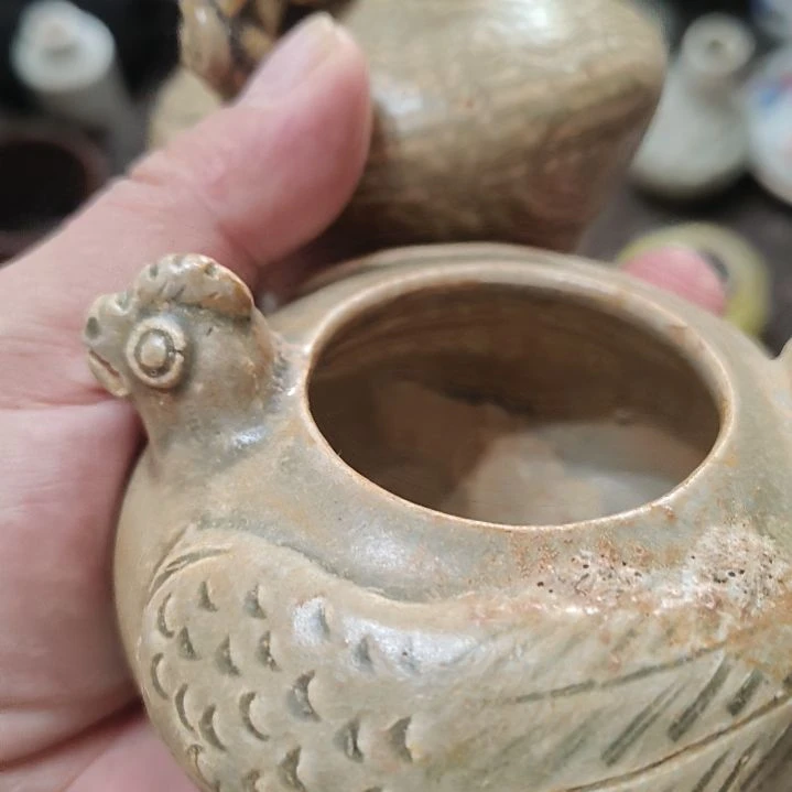 用***伢摆件两件精美越窑文房水柱全品