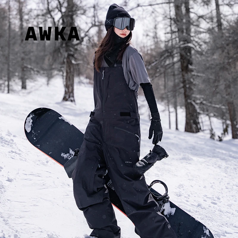 awka品牌雪山户外背带滑雪裤防风单板男运动保暖耐磨女防水BDK17