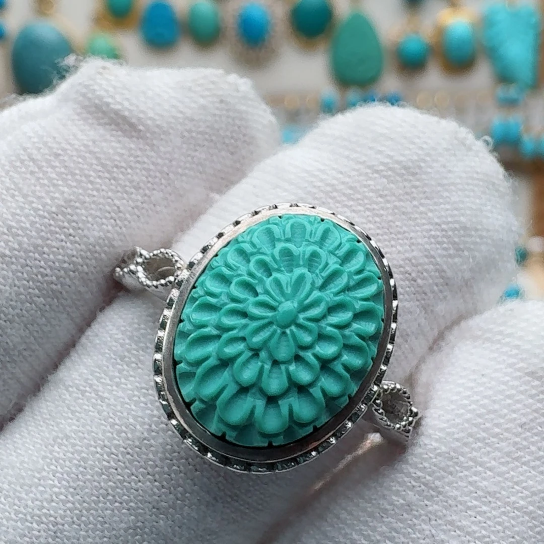 绿松石银S925镶嵌戒指