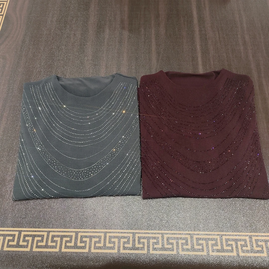 芳姐中袖烫钻轻奢休闲上衣