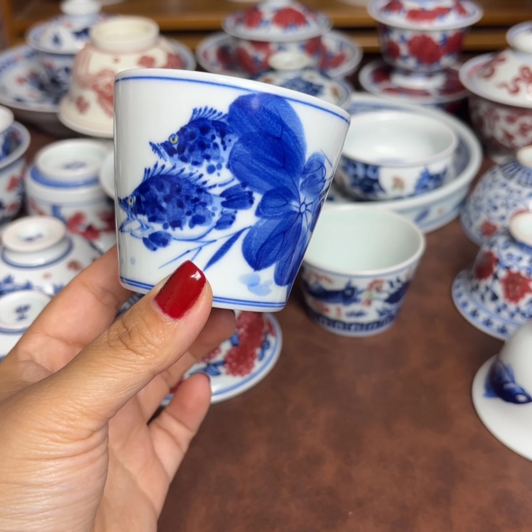 青花手绘和为贵可乐杯