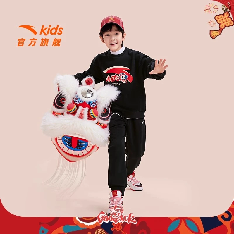 新年款安踏儿童套装运动两件套加绒春季新款卫衣裤子A72518715