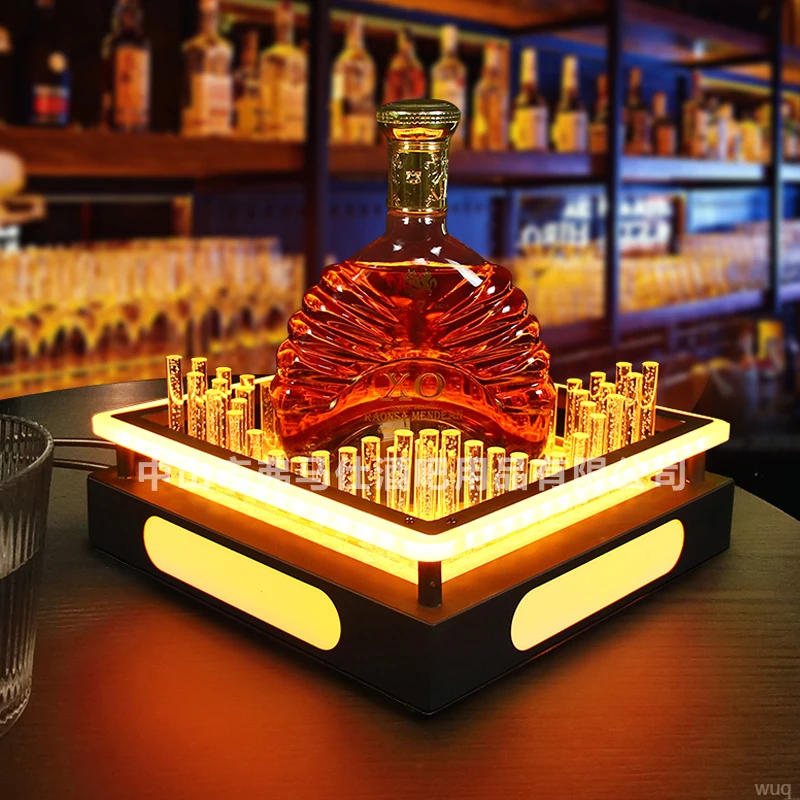 酒吧发光白酒酒座ktv洋酒红酒摆台酒水吧台柜酒托LED白酒展示架