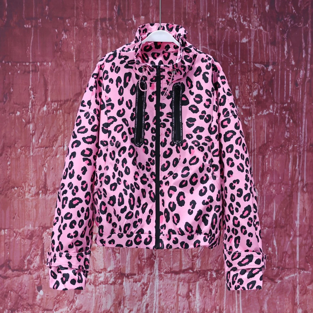 【LIANG哥女装】2025欧货小众蔷薇粉豹纹廓形花苞领外套6006A