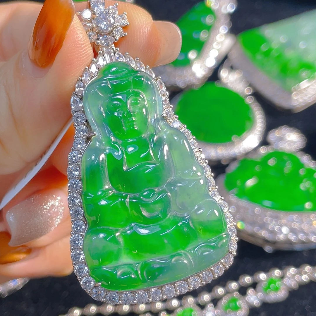 翡翠银S925镶嵌颈饰翡翠