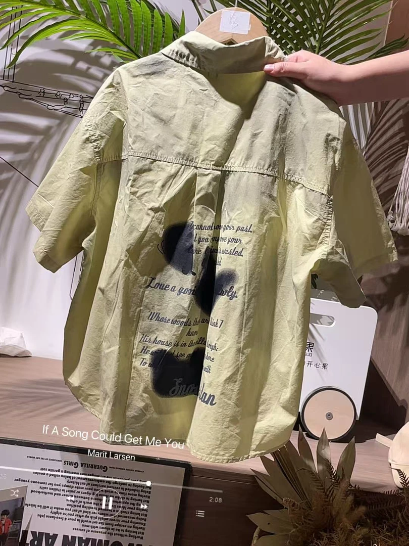 505754  韩版休闲男童女童舒适时尚洋气百搭纯色衬衫