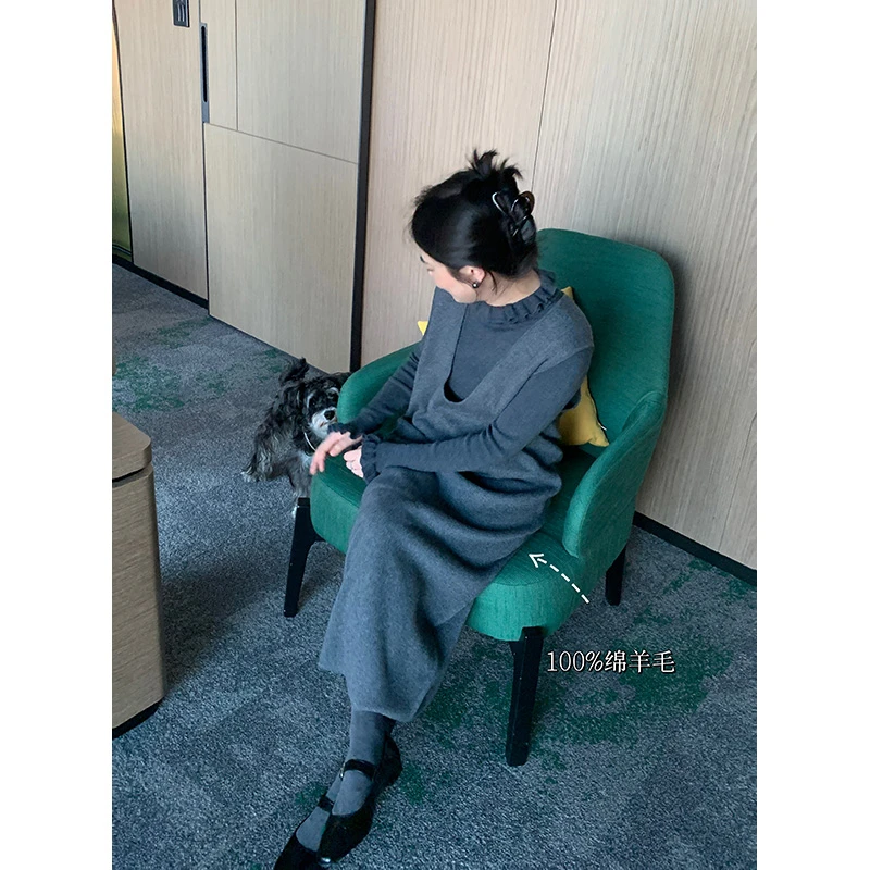 花总吖【满分松弛】秋冬新款100绵羊毛针织背心裙R425Z22091