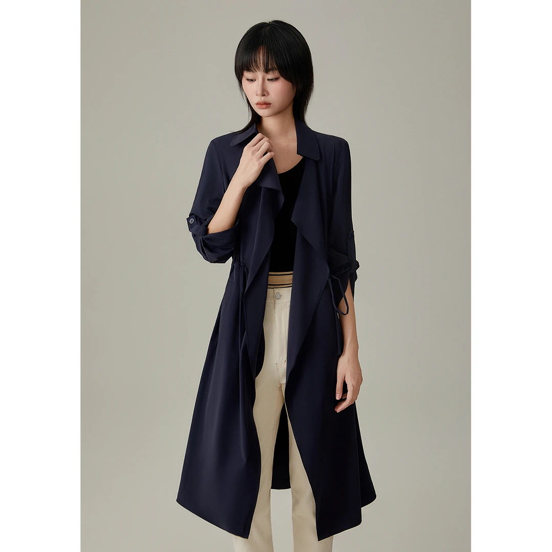 姚领843014613专柜单排扣系带长袖中长款通勤