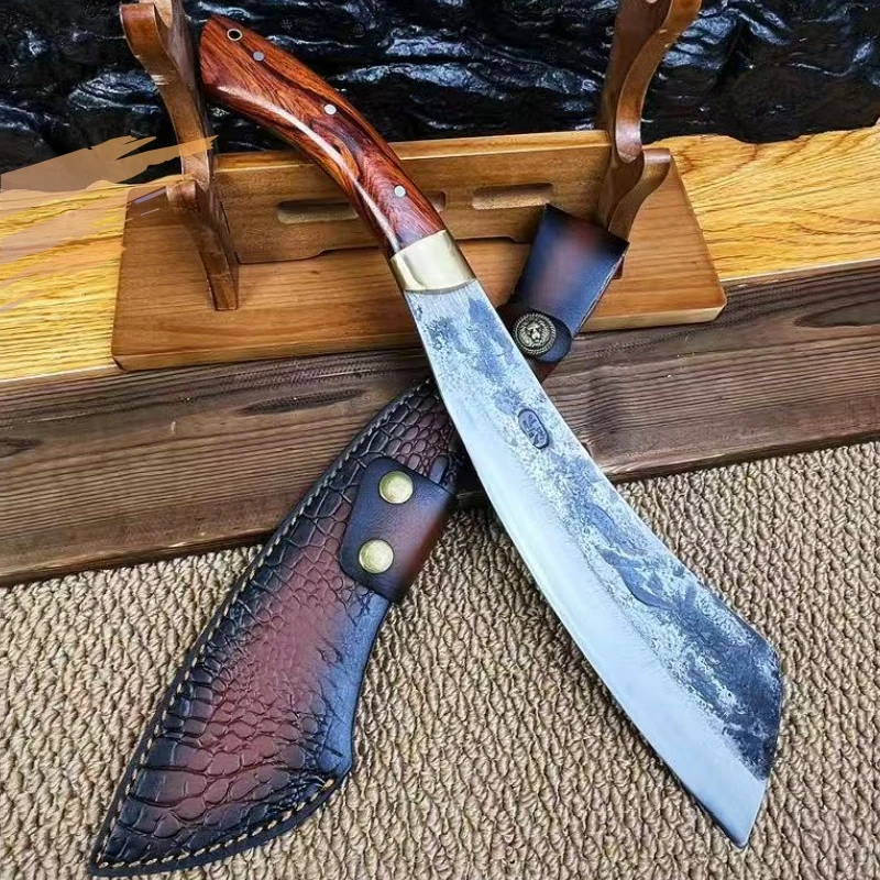 【侍卫】弹簧钢手工锤纹一体锻打丛林排障野营露营多功能户外刀具