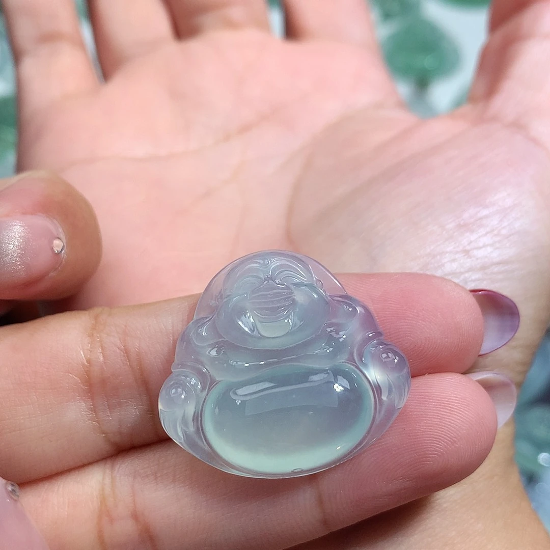 岛***烟翡翠未镶嵌颈饰佛公