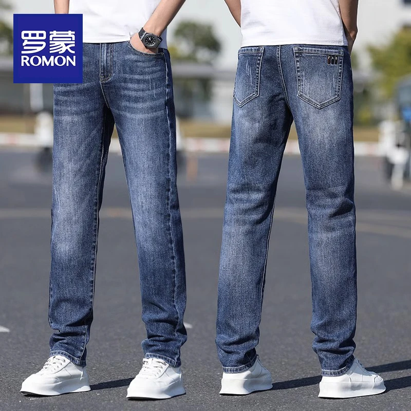 罗蒙高端牛仔裤男士春秋款直筒修身男裤潮流百搭弹力休闲长裤子男