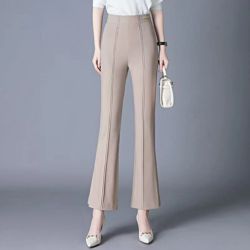 6688#新款时尚裤子高腰松紧微喇裤垂感弹力显瘦修身鱼尾裤