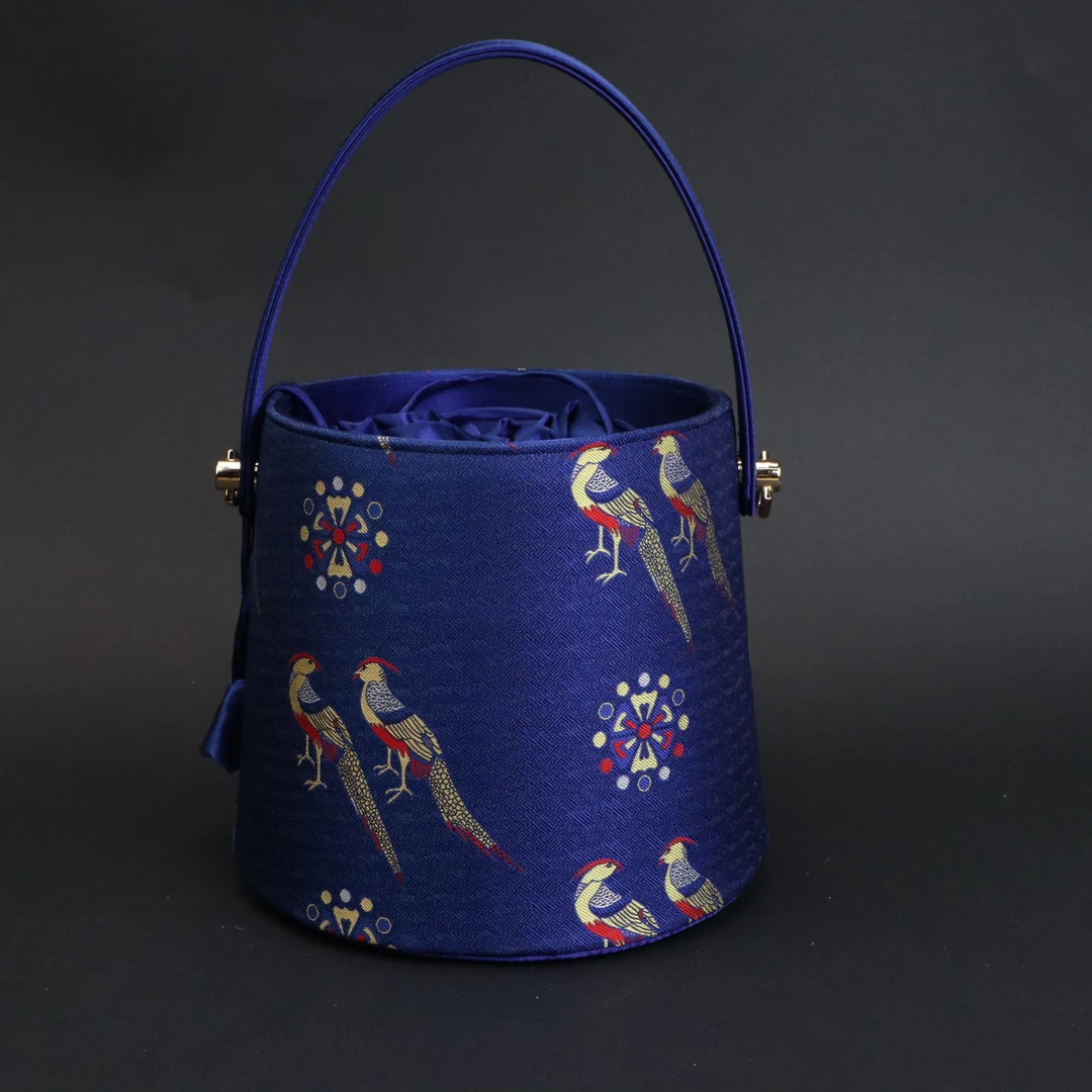 【翟鸟】非遗宋锦翟鸟纹水桶包-国风轻奢时尚百搭复古手工手提包