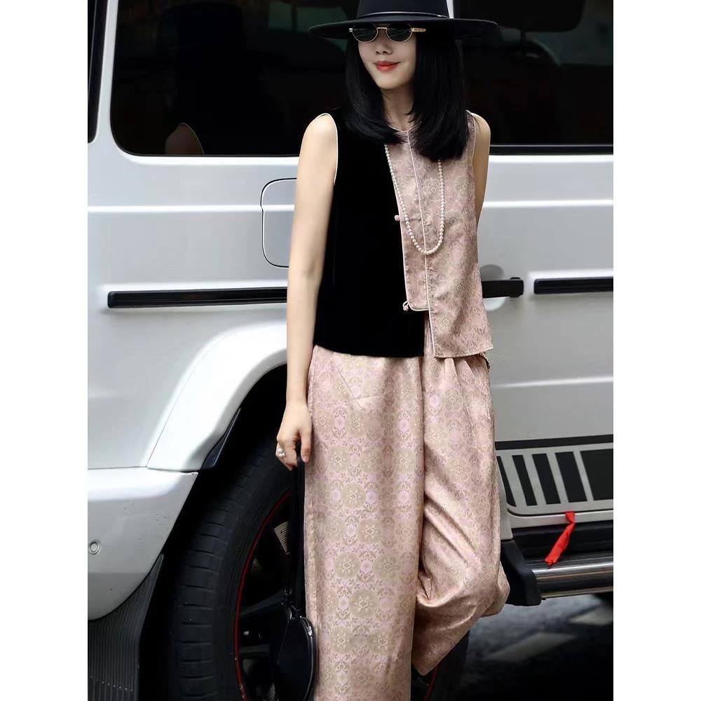 独特新中式国风年轻款盘扣改良唐装2025新款夏季上衣裤子两件套装