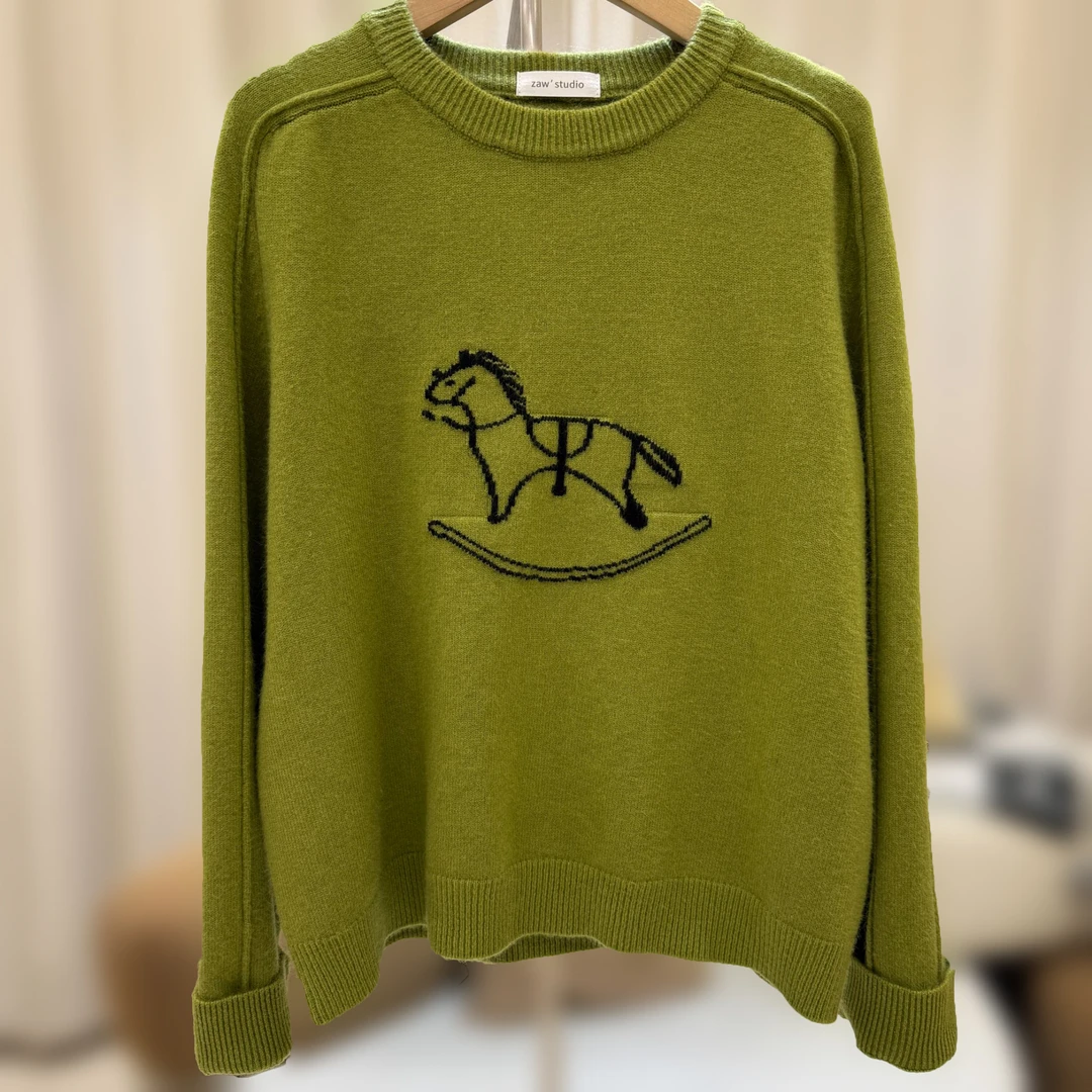 zaw大码女装圆领套头毛衣女秋冬宽松洋气内搭胖mm显瘦上衣/25543