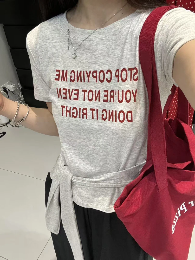 FR@M353 韩系字母系带圆领短袖上衣 6-4