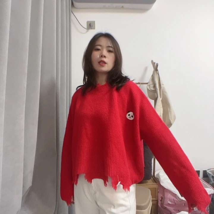 红色熊猫纯山羊绒