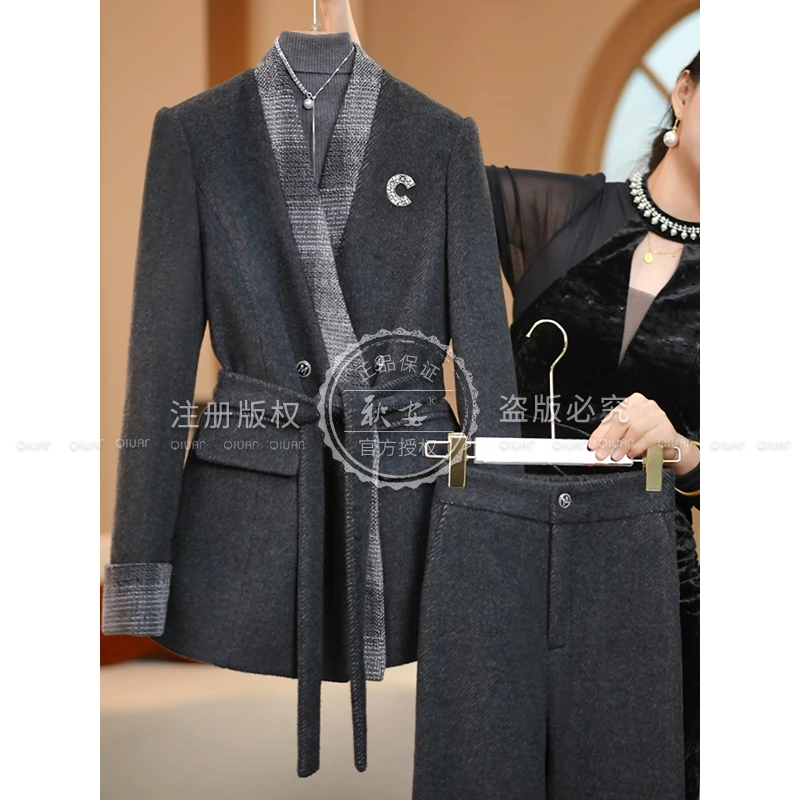 【AMNK服饰】2025秋冬新款灰色高级简约设计师系列修身西装外套