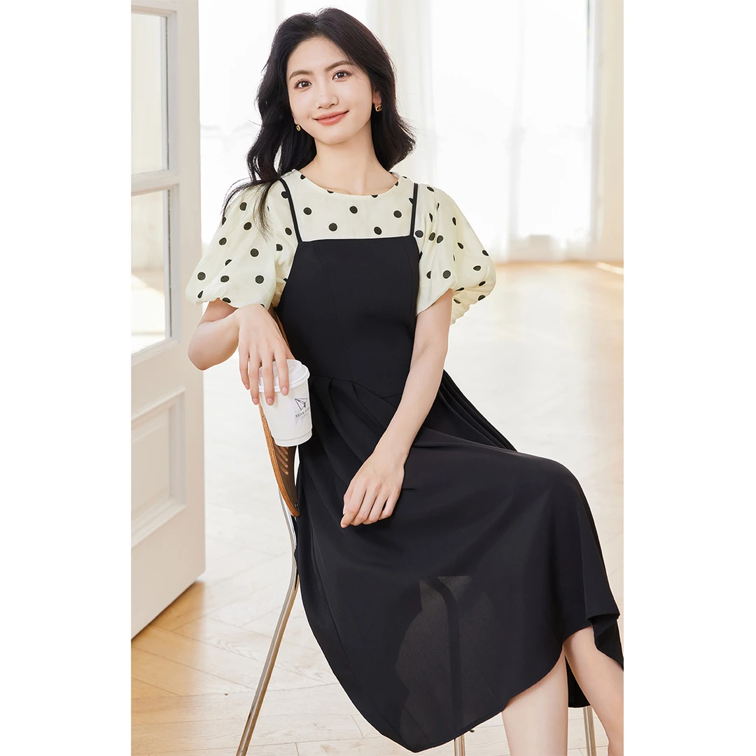 【林一专属】朗文斯汀波点上衣吊带裙两件套LDMG32015349