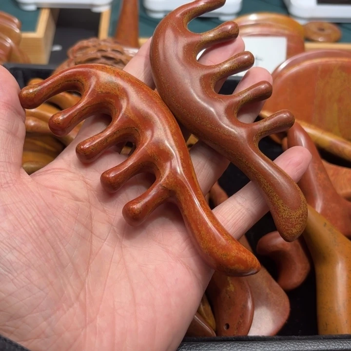 红砭石精品款五齿经络梳