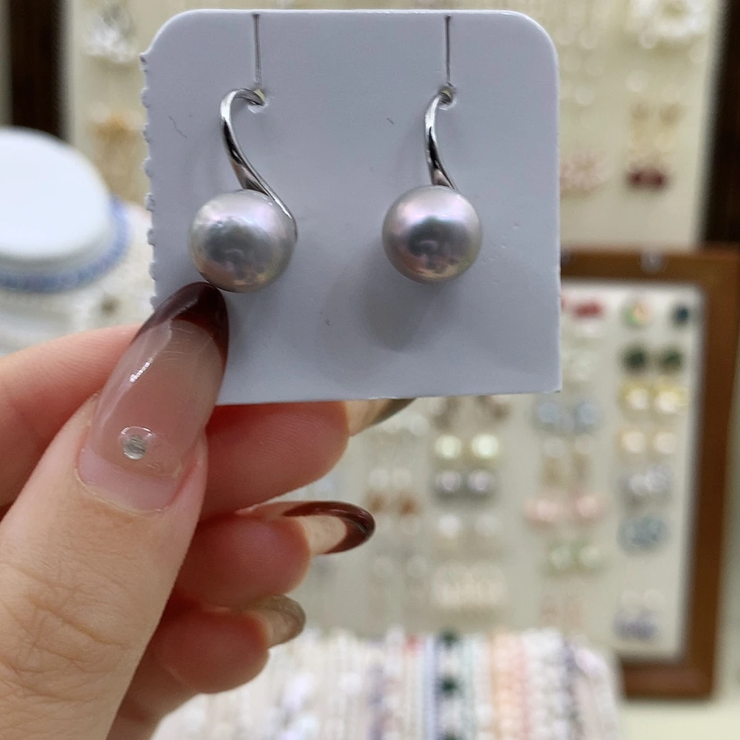 银S925镶嵌耳饰淡水珍珠