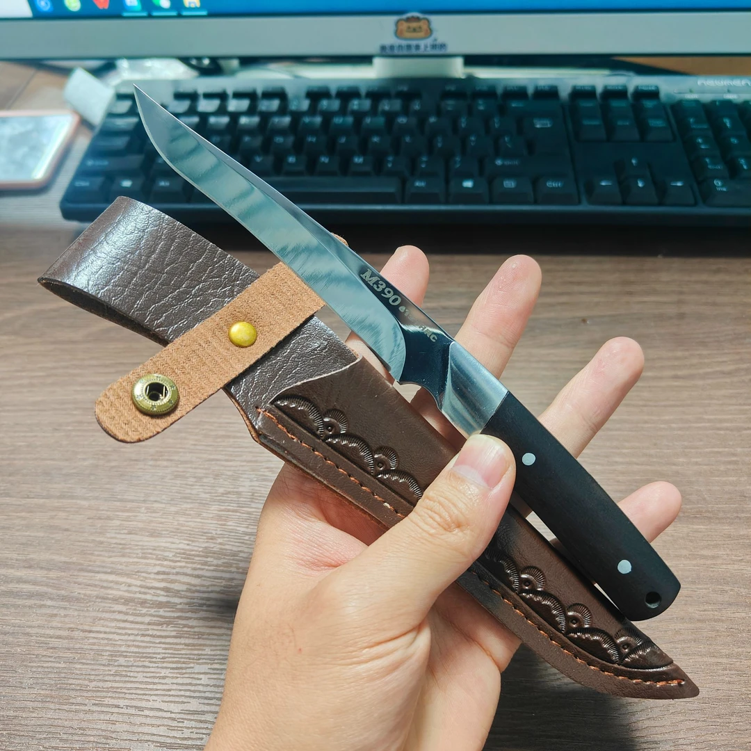 【伴月】实木柄m390高硬度剔骨刀户外露营野营水果削皮刀家用切肉刀